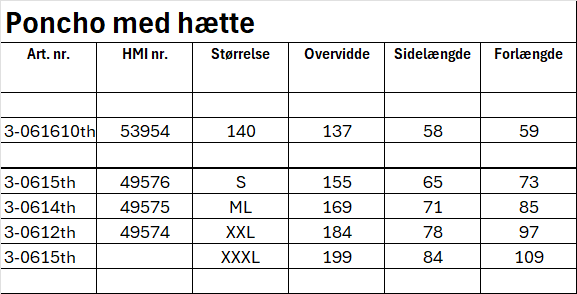 3 061 Poncho Med Hætte